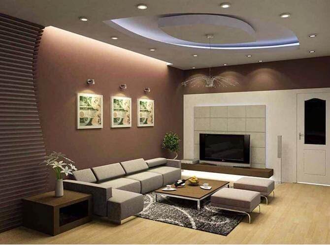 Chia sẻ cách bố trí đèn led ốp trần trang trí phòng khách phù hợp nhất