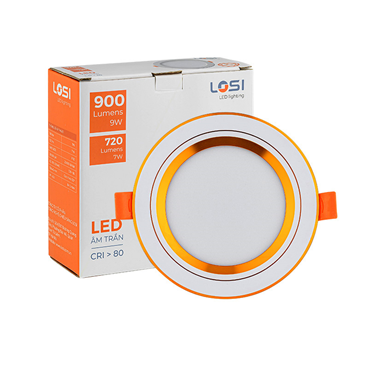 Đèn LED Downlight Viền Vàng D90-9W Đổi Màu